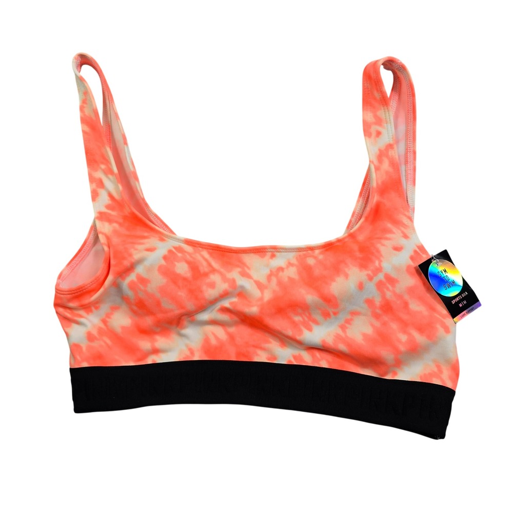 Victoria's Secret PINK Ultimate Sports Bra Womens Medium Orange Tie Dye Gym Swim